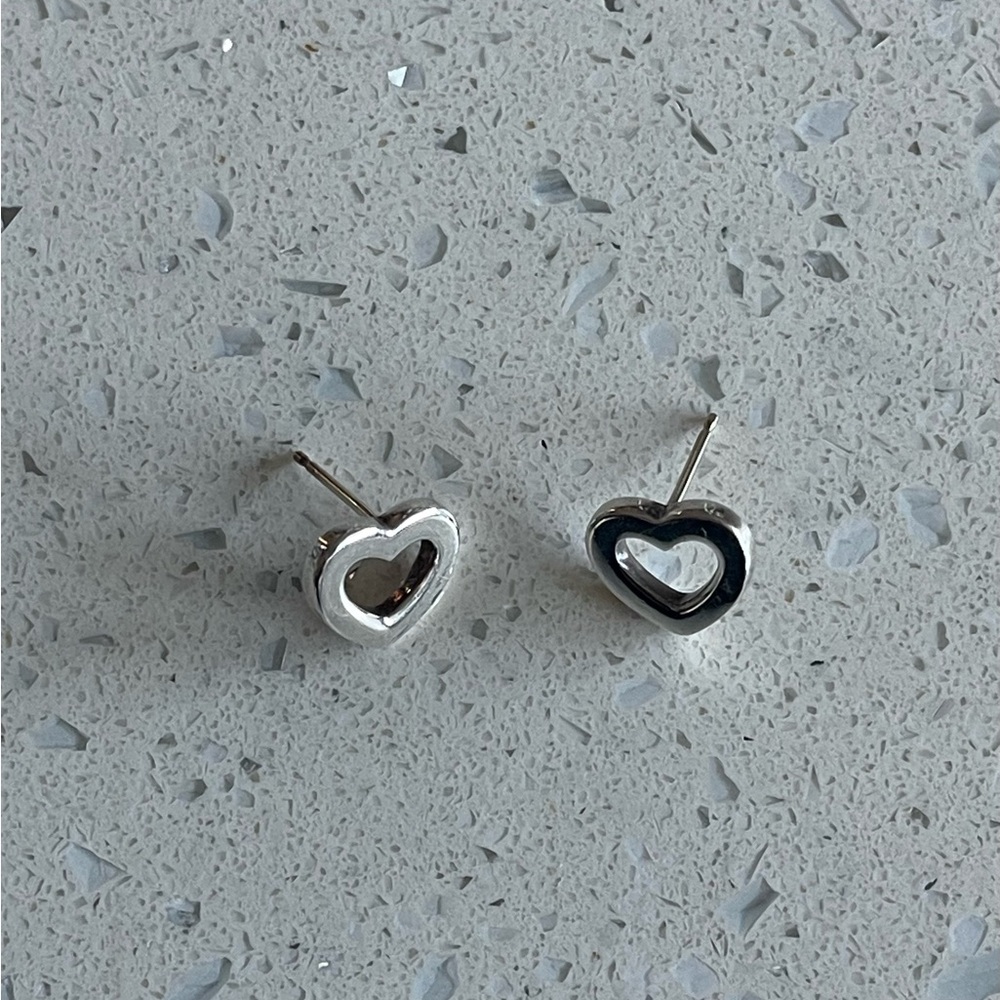 Authentic Tiffany & Co Heart-Shaped Silver Earrings